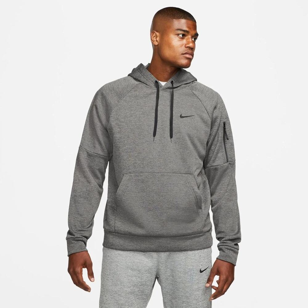 Sz Small NIKE Therma-Fit Hooded Fitness Pullover Charcoal Heather DQ4834 071 New